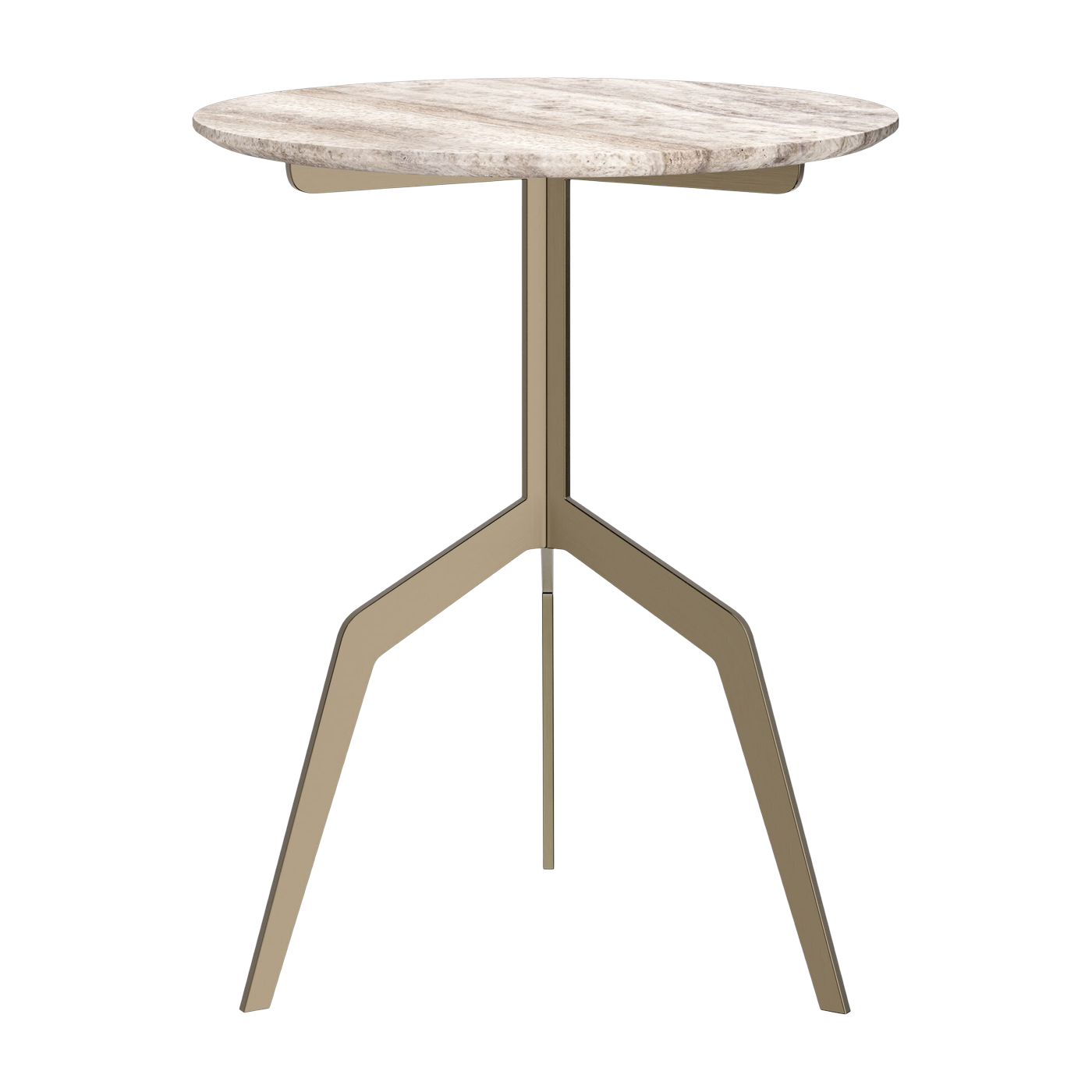 Side table in stainless steel and grey travertine 50x60cm Razor - Versmissen
