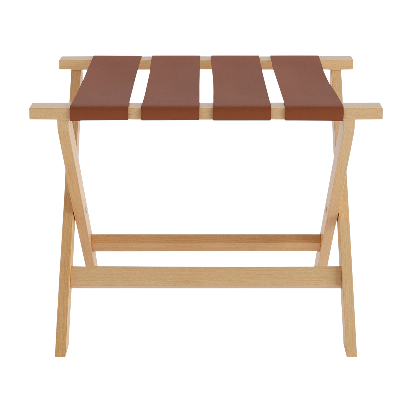 Portabagagli in legno di faggio chiaro e cinghia in pelle 70x50x59cm Rack - Versmissen