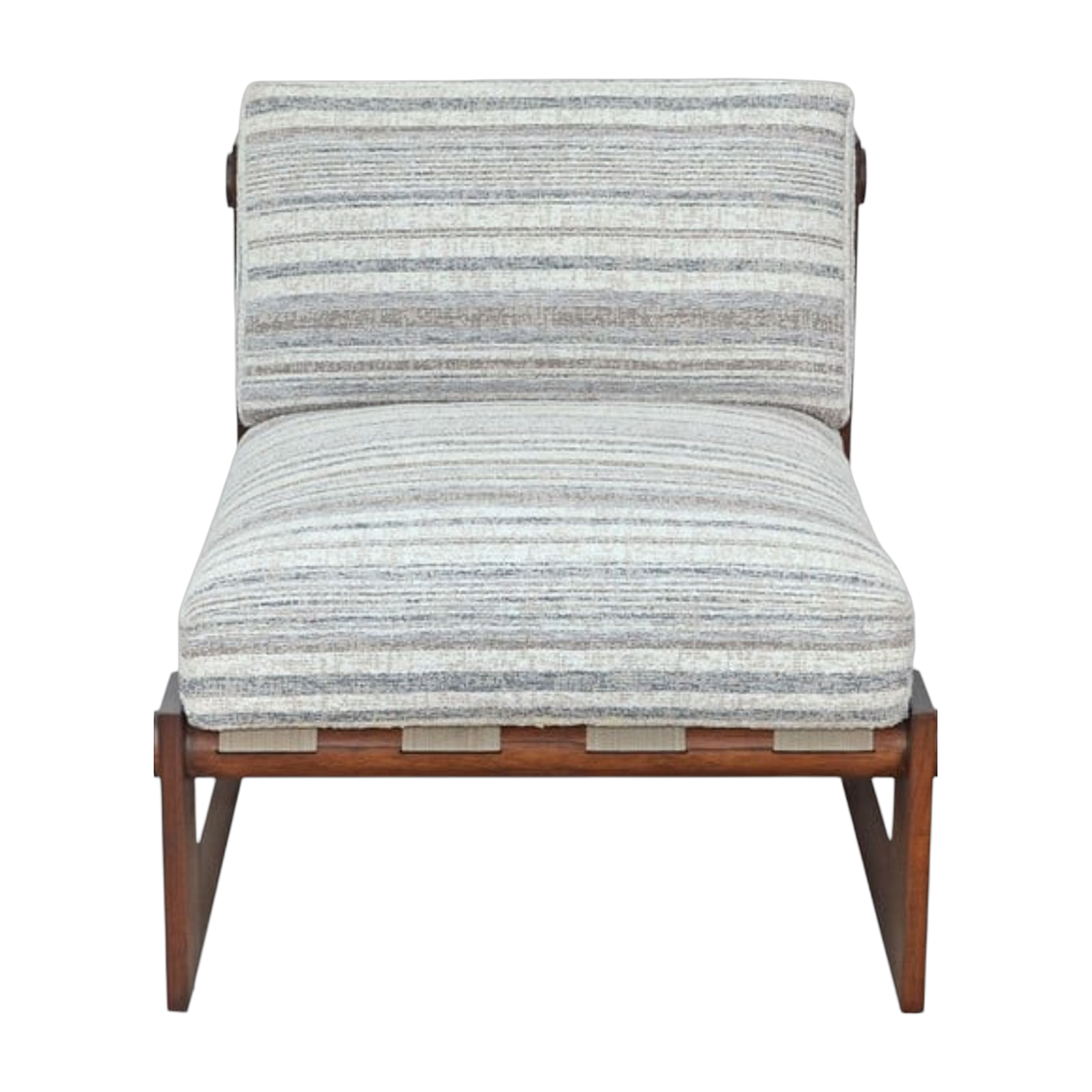 Sessel aus Holz und grau gestreiftem Textil 78x82cm Moyo - -. Versmissen