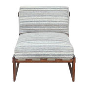 Sillón de madera con tejido a rayas gris 78x82cm Moyo - Versmissen