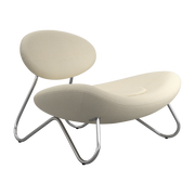Sillón Meadow en tela blanca y acero cromado - Woud