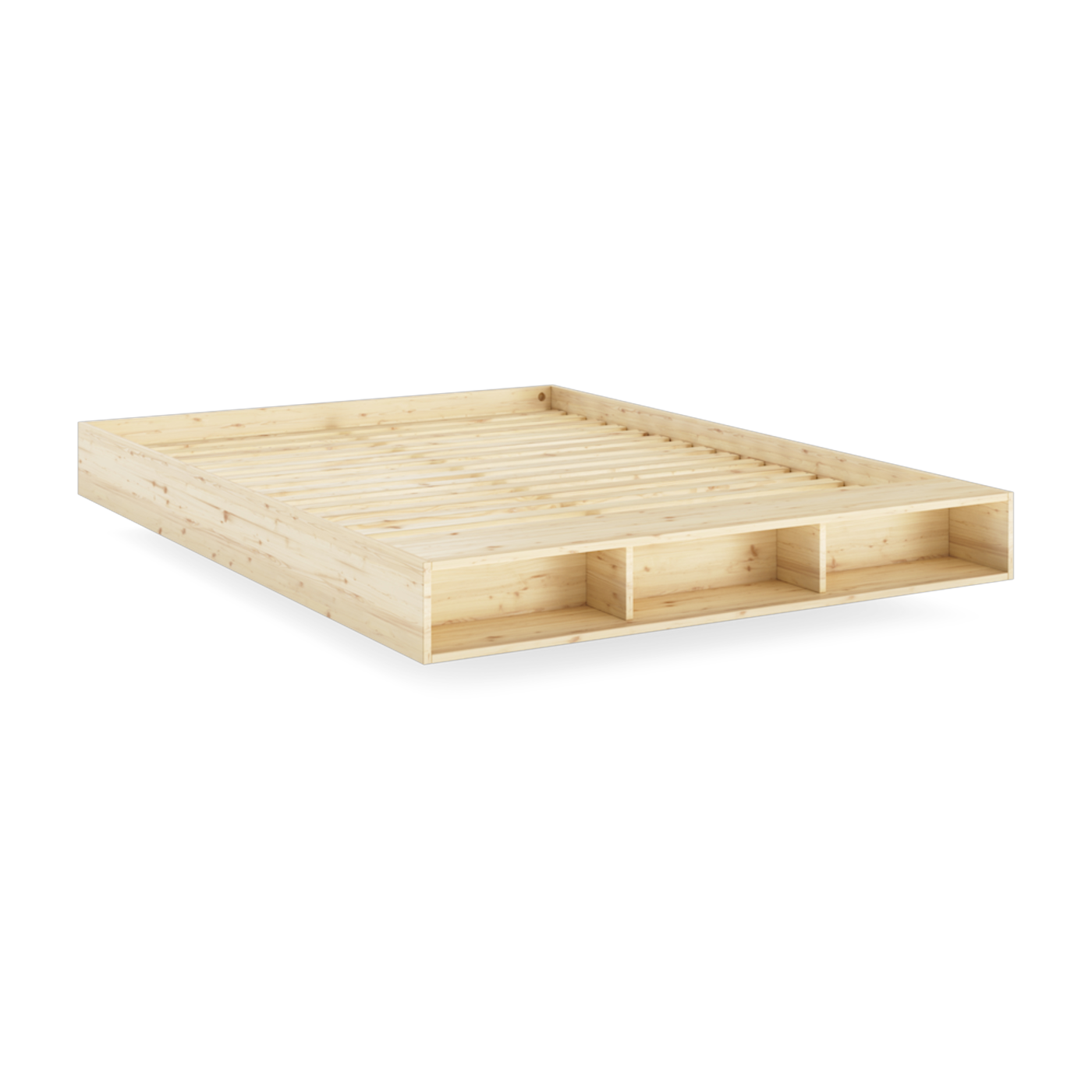 Sommier avec rangement en bois de pin naturel 160x200cm Merge - Karup Design
