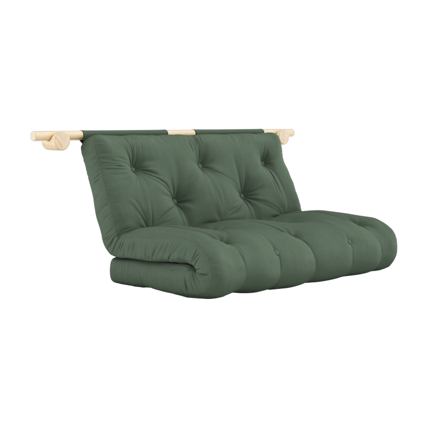 Umbaubares Sofa aus Baumwolle, olivgrün 135x200cm Hooked -. Karup Design