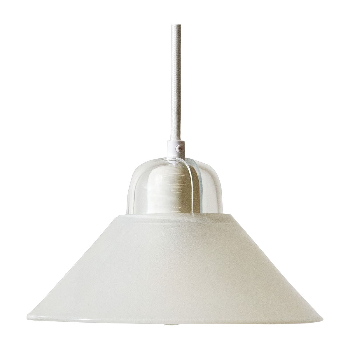 Kalo - Pressed glass and white cord suspension. Design House Stockholm