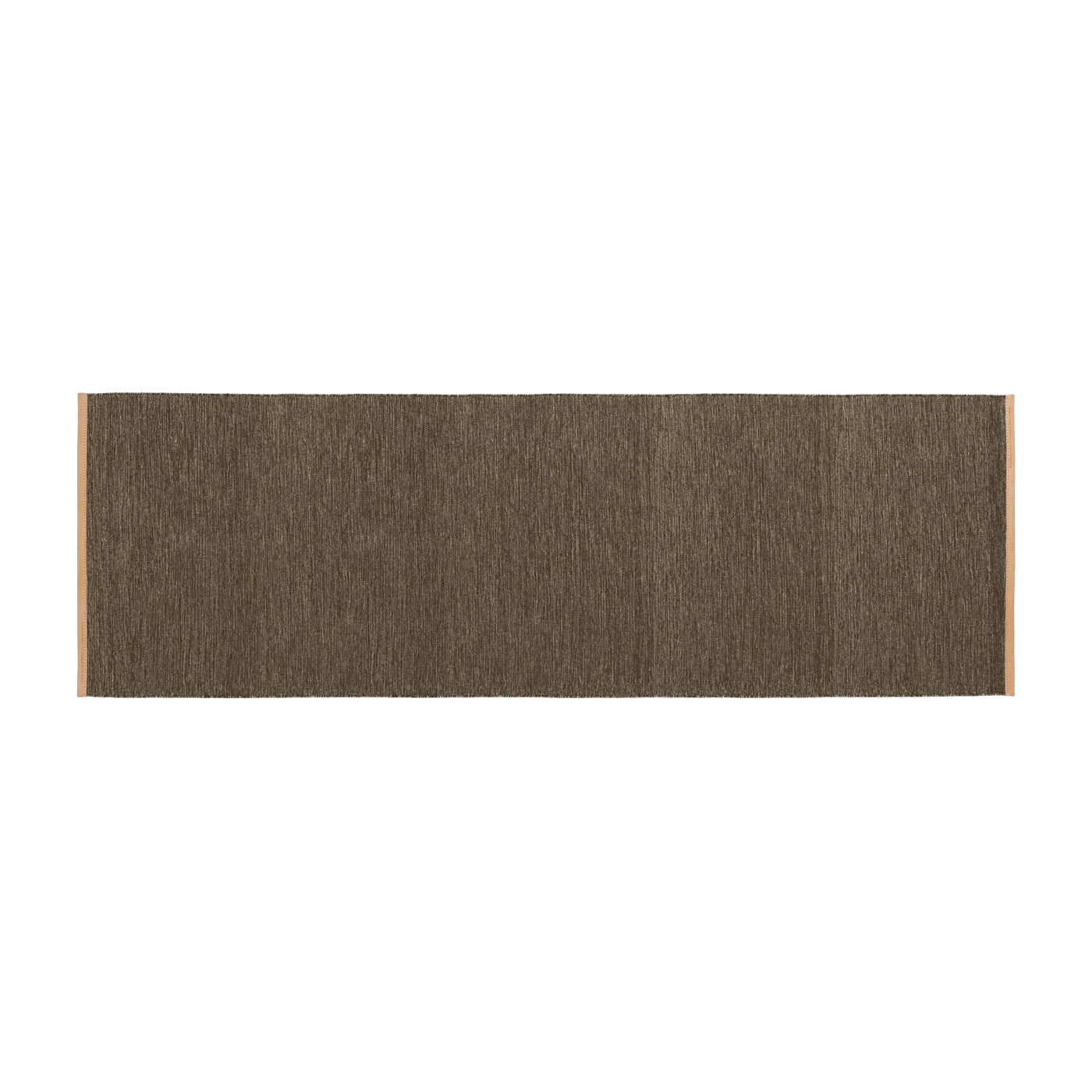 Brown wool hall rug with leather border 80x250cm Björk - Design House Stockholm