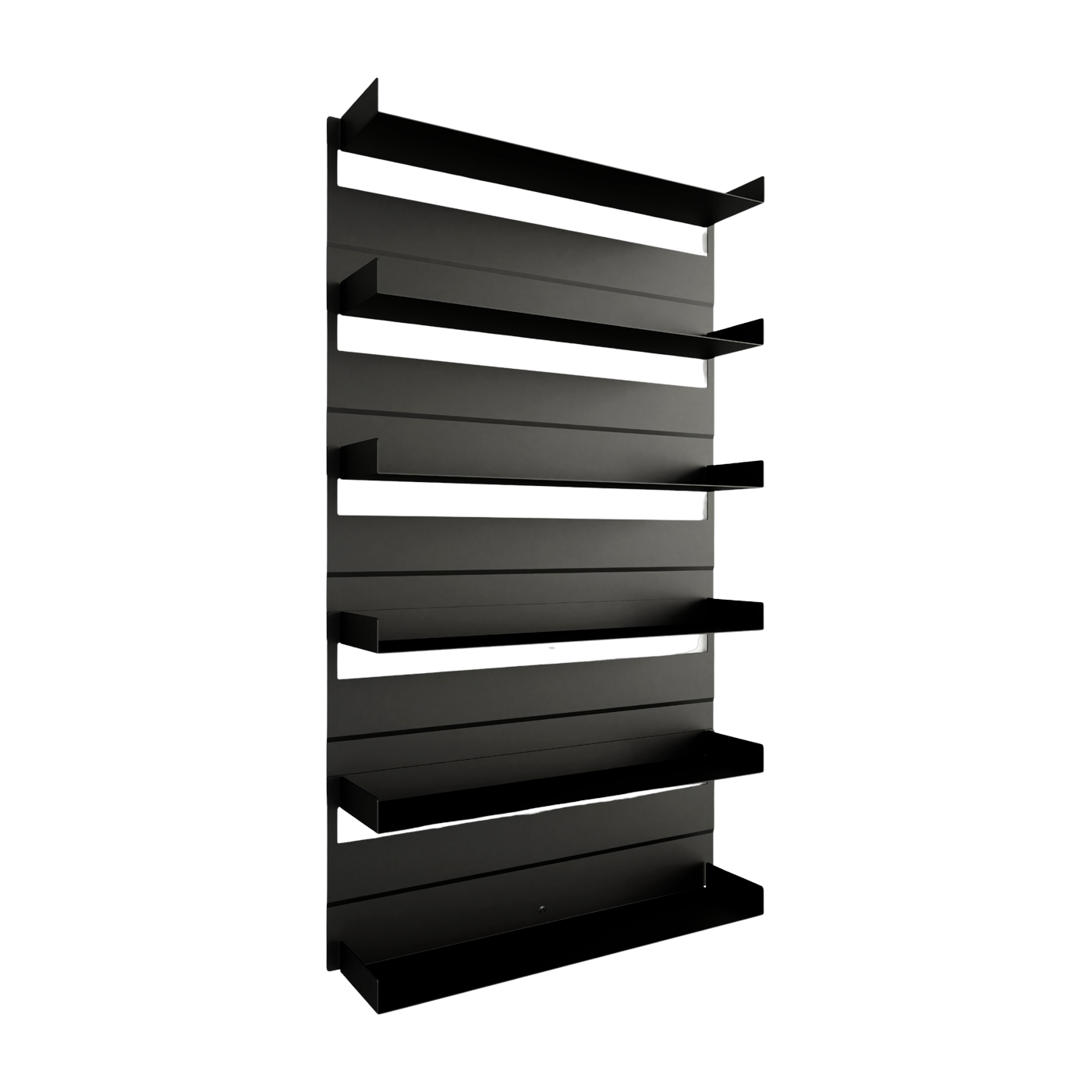 6 Wandregale aus schwarzem Stahl 130x76x15cm Aris -. Metallbude