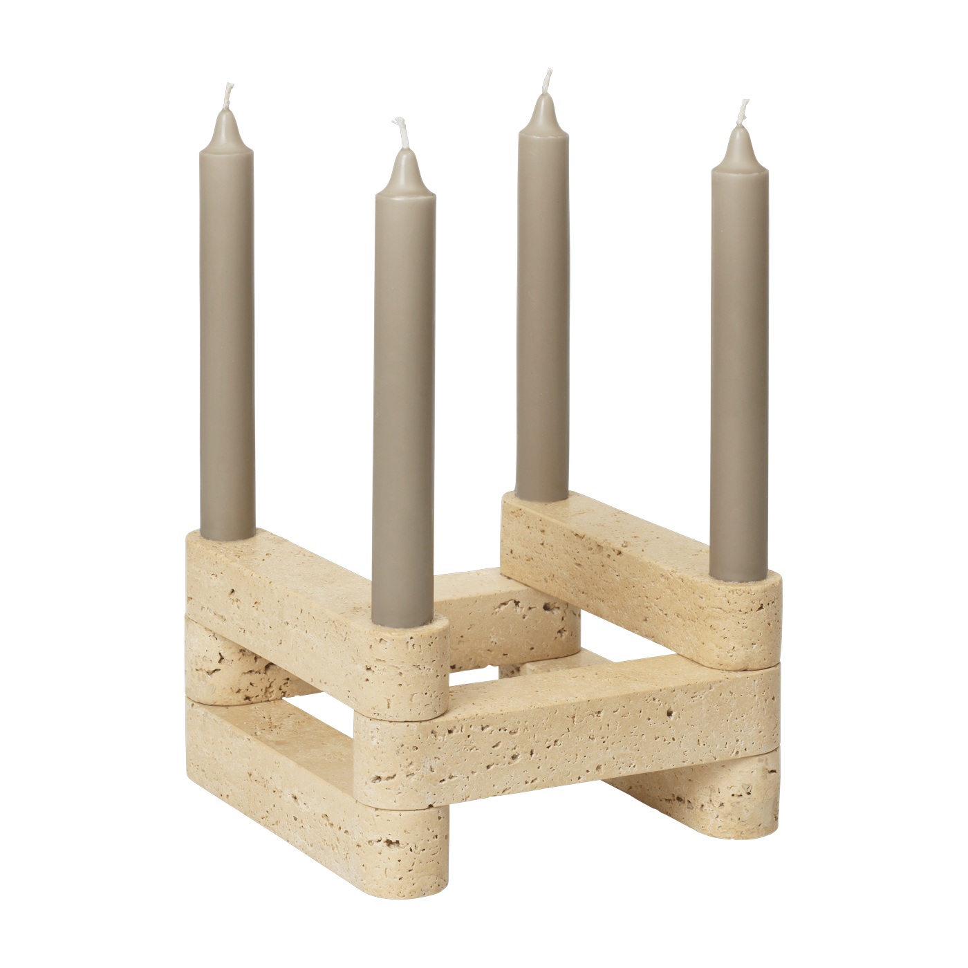 Ensemble de bougeoirs modulaires en travertin Newel - Ferm Living