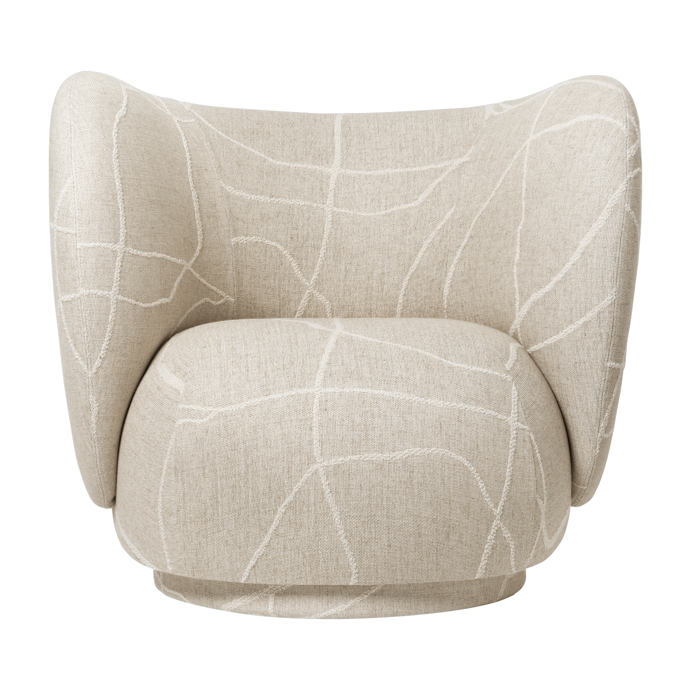 Fauteuil pivotant en tissu sable et blanc cassé Rico - Ferm Living