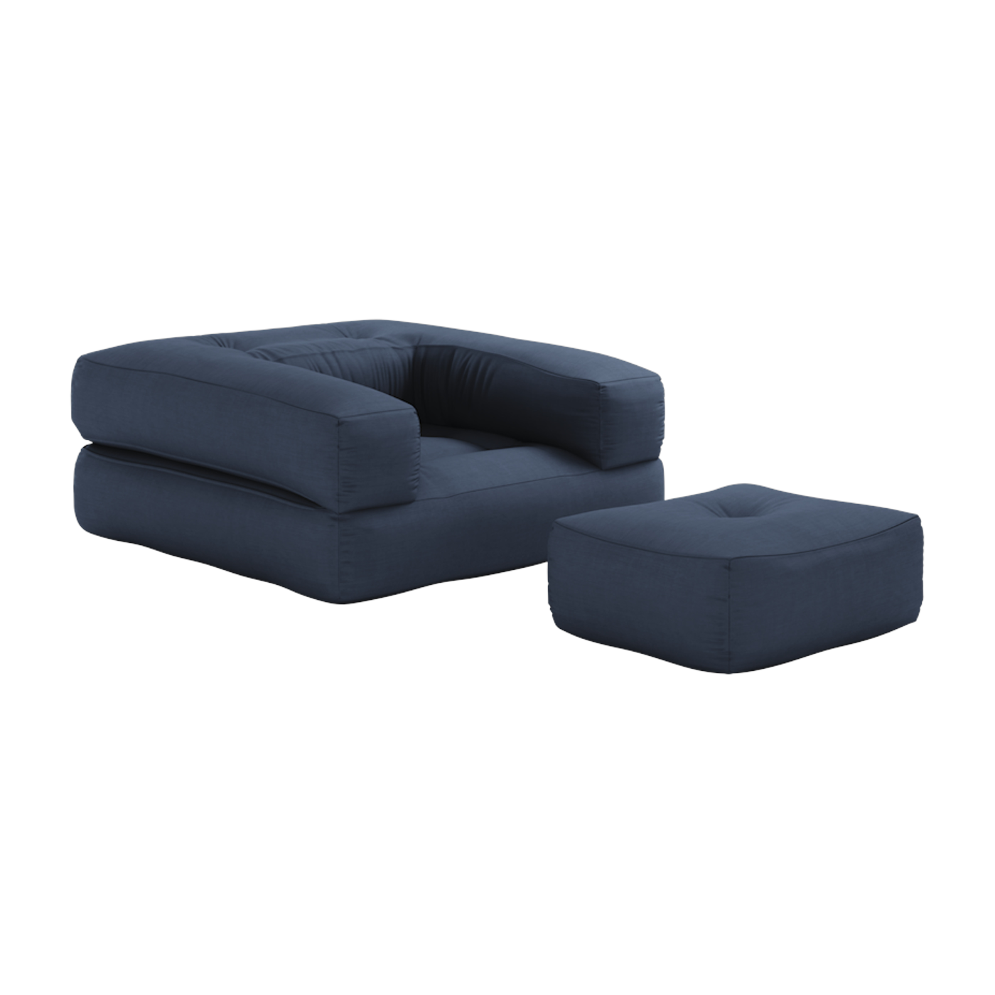 Pouf fauteuil en coton navy 95x90x50cm Cube chair - Karup Design