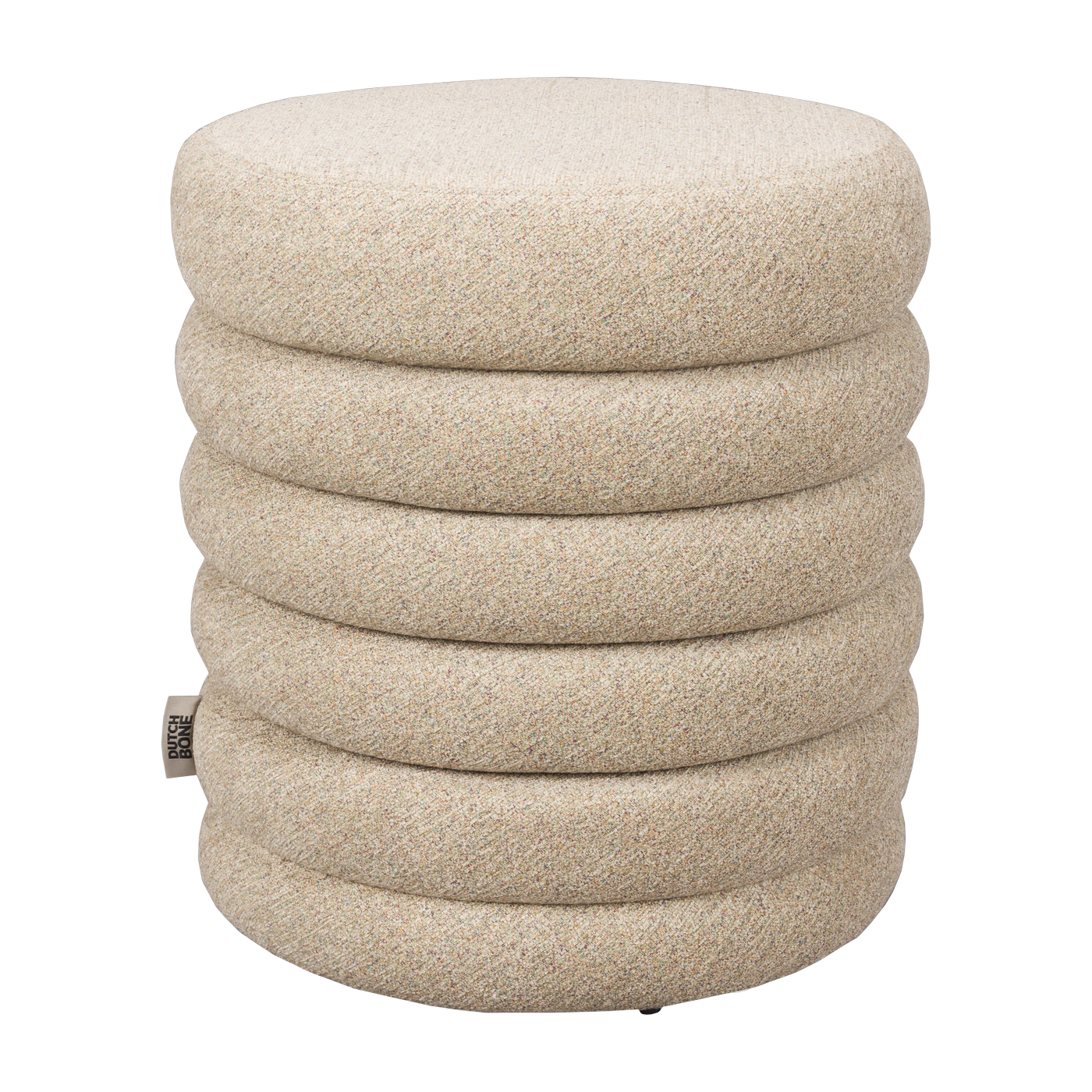 Tabouret rond en tissu beige 37x43cm Fern - Dutchbone