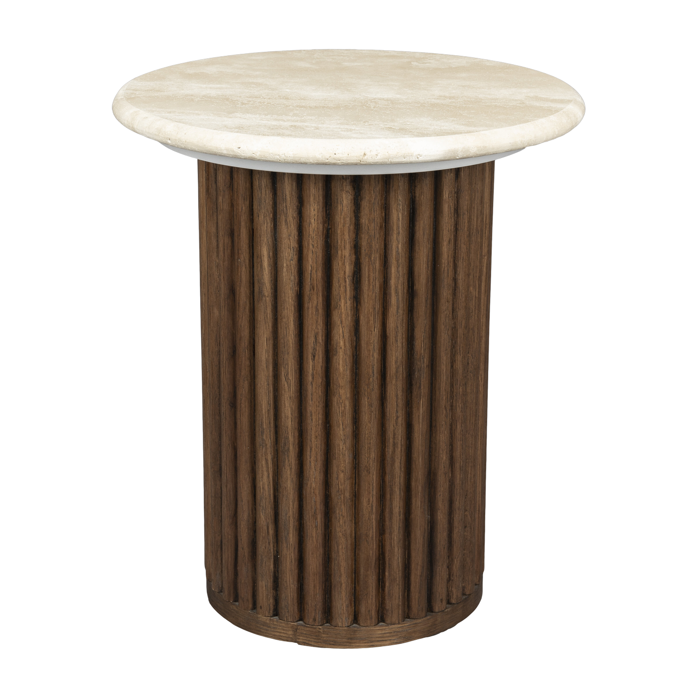Side table in oak with walnut finish and travertine top 35x40cm Arda - Dutchbone