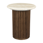 Side table in oak with walnut finish and travertine top 35x40cm Arda - Dutchbone