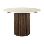 Mesa de comedor de travertino y roble ronde acabado nogal 115cm Arda - Dutchbone