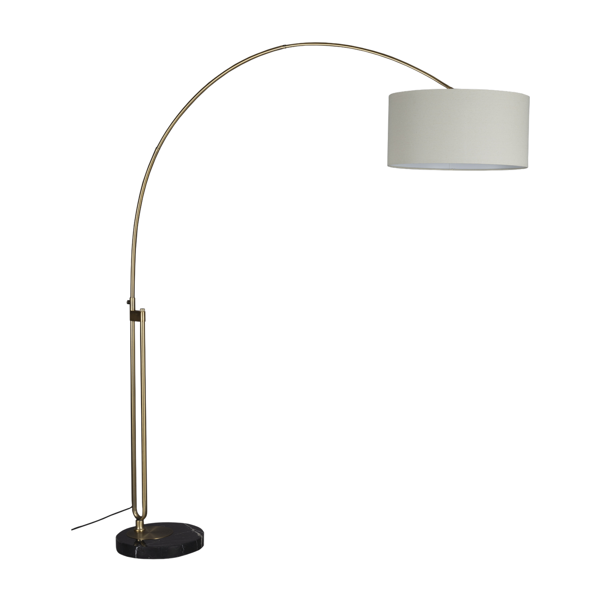 Lampadaire en fer finition laiton et tissu beige Archie - Dutchbone