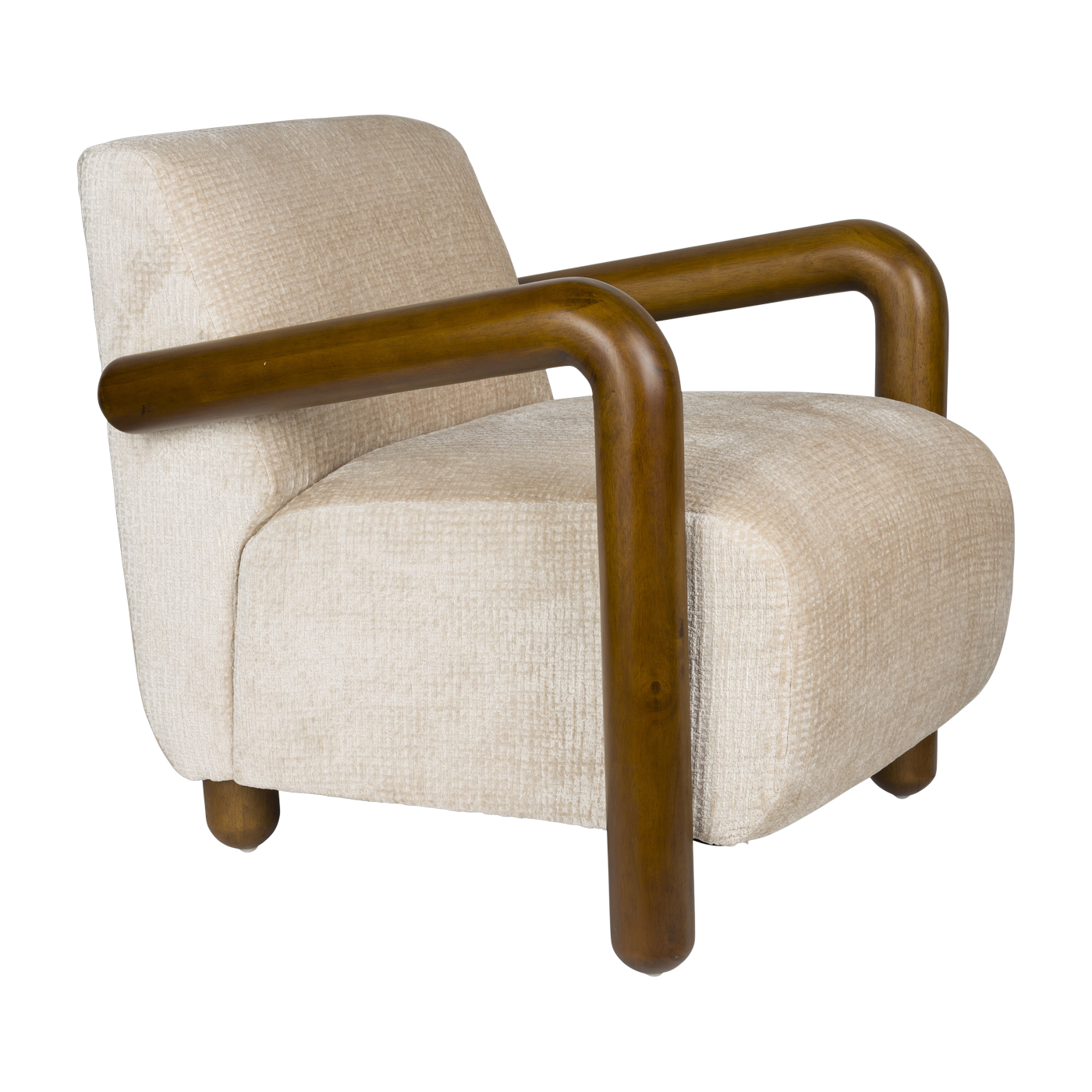 Sessel aus beigem Stoff und Holz Robinson -. Dutchbone