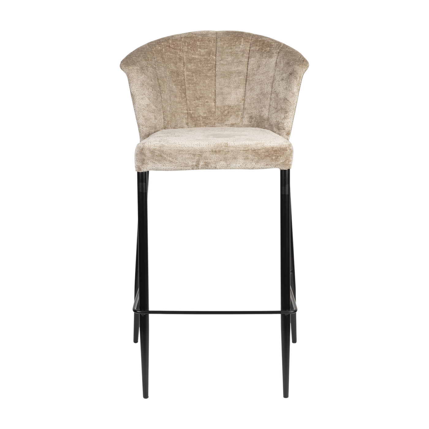 Sedia da bar Georgia in velluto beige e acciaio nero Dutchbone