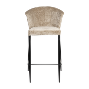 Sedia da bar Georgia in velluto beige e acciaio nero Dutchbone