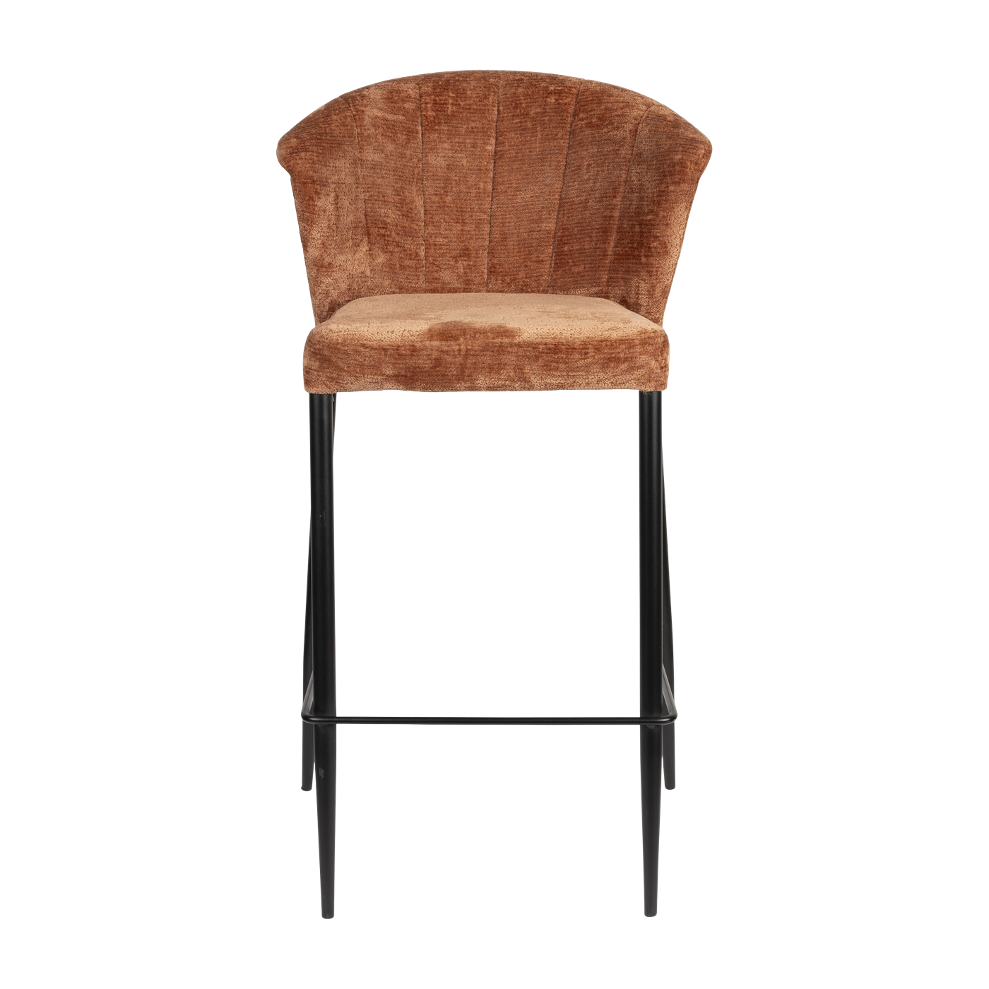Sedia da bar Georgia in velluto color terracotta e acciaio nero Dutchbone