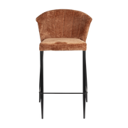 Chaise de bar en velours terracotta et acier noir Georgia - Dutchbone