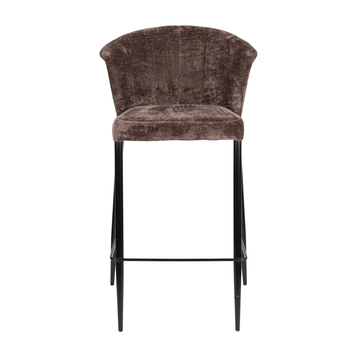 Sedia da bar Georgia in velluto viola e acciaio nero Dutchbone