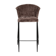 Sedia da bar Georgia in velluto viola e acciaio nero Dutchbone