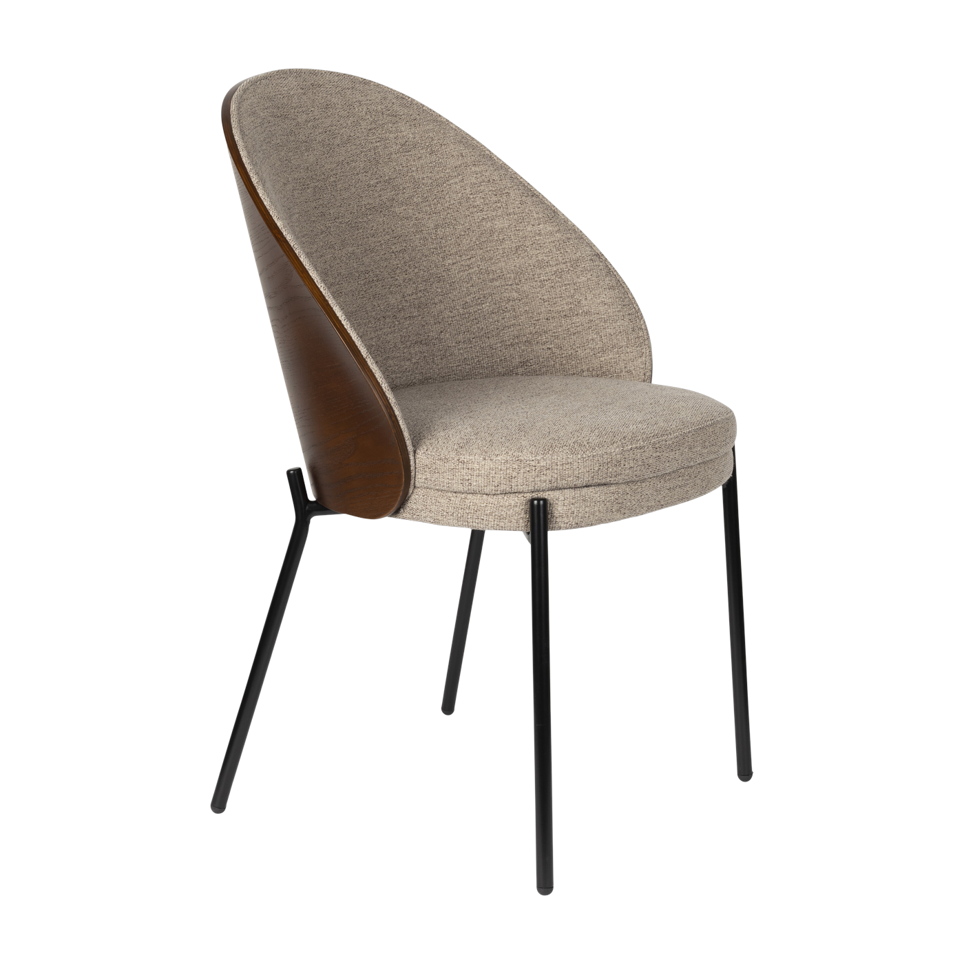 Sedia in tessuto e legno di frassino beige con metallo nero Rodin - Dutchbone