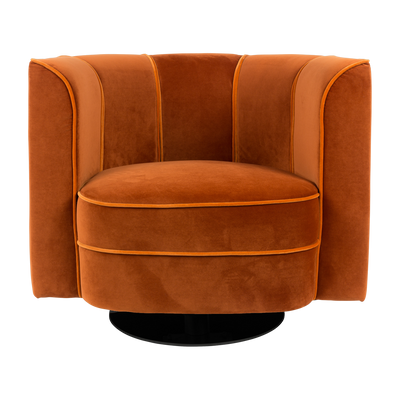 Sessel mit Armlehnen aus orangefarbenem Samt Flower - Dutchbone