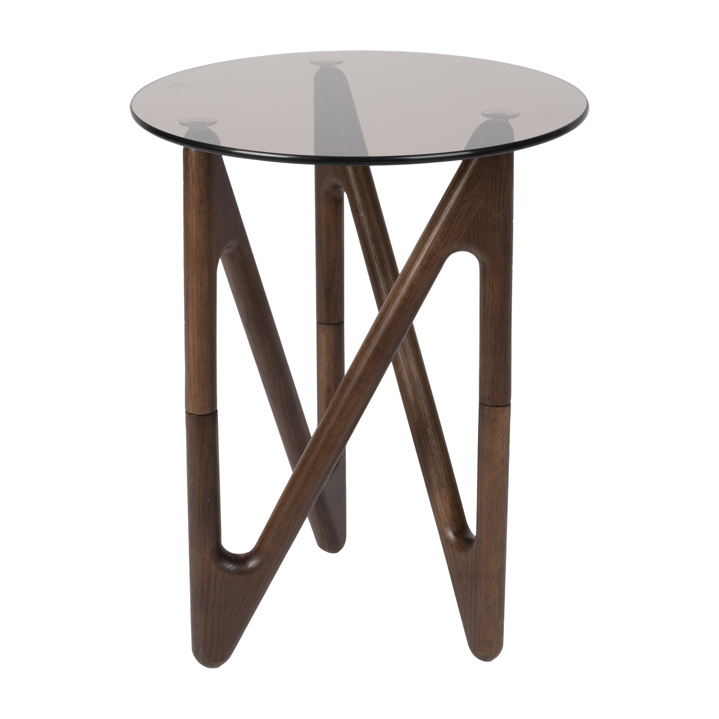 Glass and dark oak wood side table 40x40x50cm Naia - Dutchbone