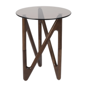 Glass and dark oak wood side table 40x40x50cm Naia - Dutchbone