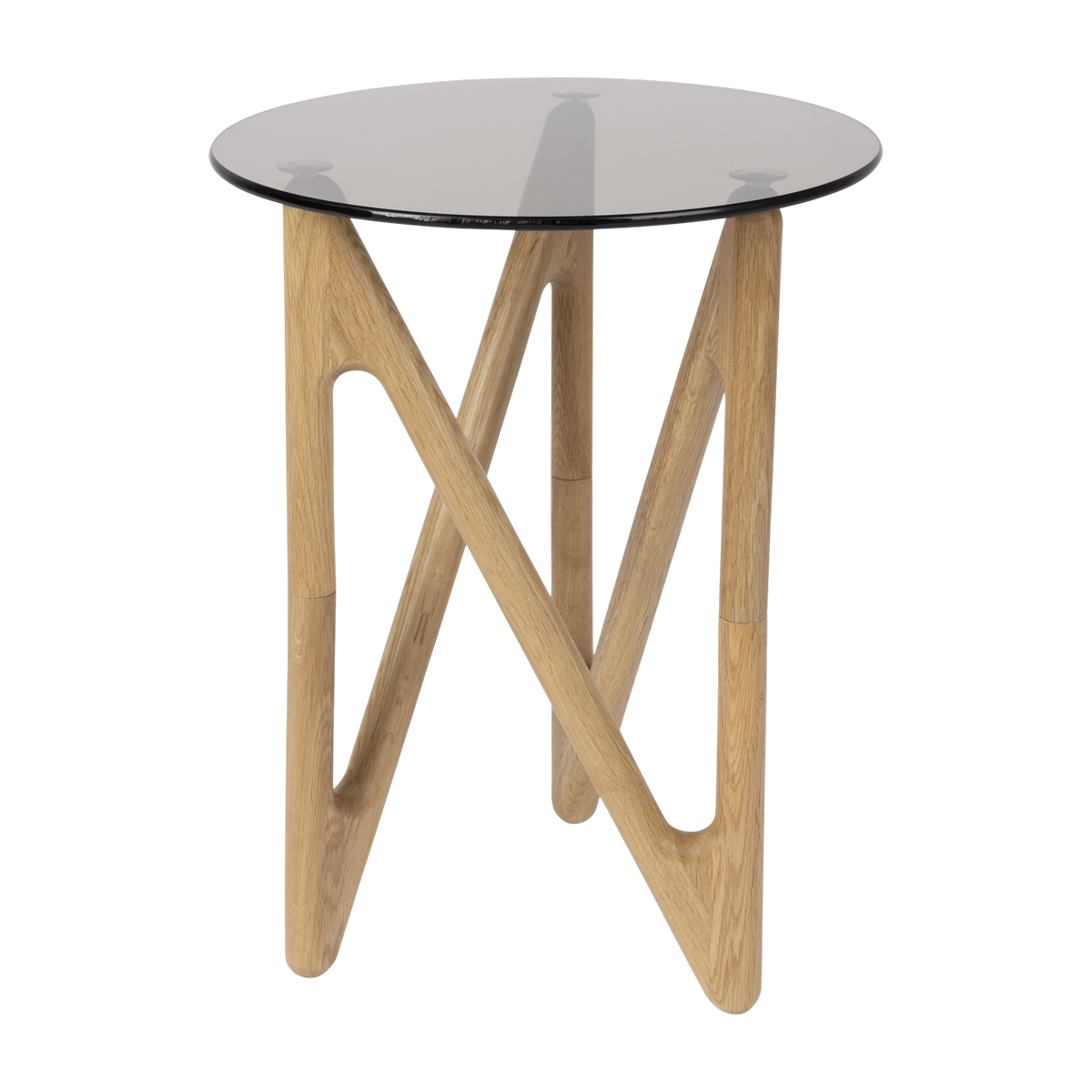 Glass and oak wood side table 40x40x50cm Naia - Dutchbone