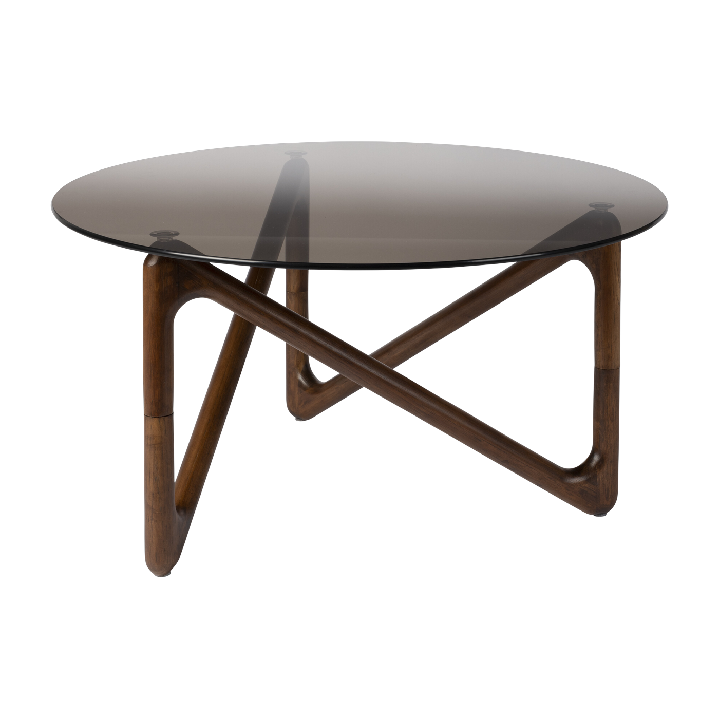 Mesa de centro ronde en cristal y acabado nogal roble 80x40cm Naia - Dutchbone