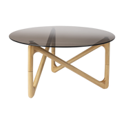Table basse ronde en verre et bois de chêne 80x40cm Naia - Dutchbone