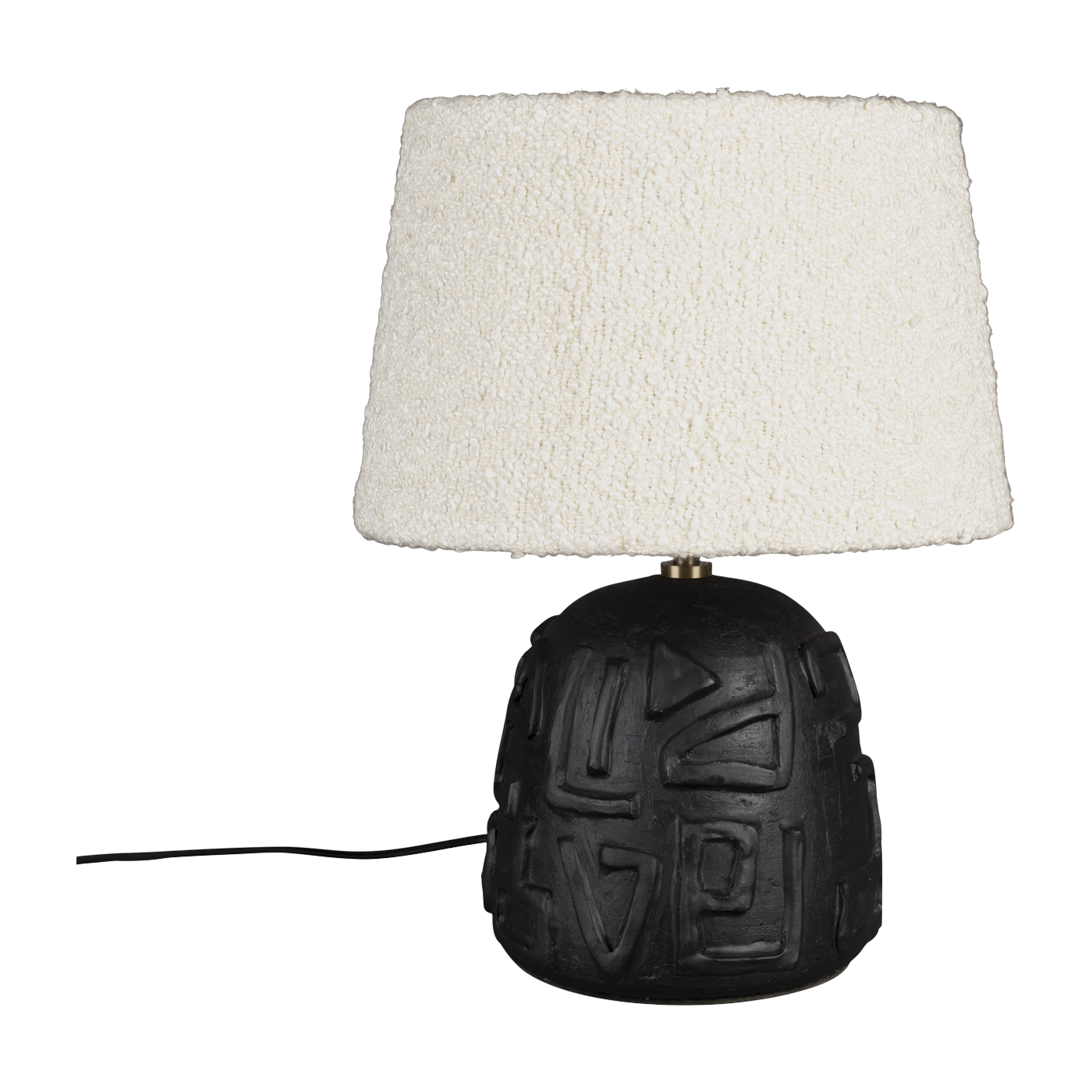 Lampada Renzo in ceramica nera e tessuto bouclé - Dutchbone