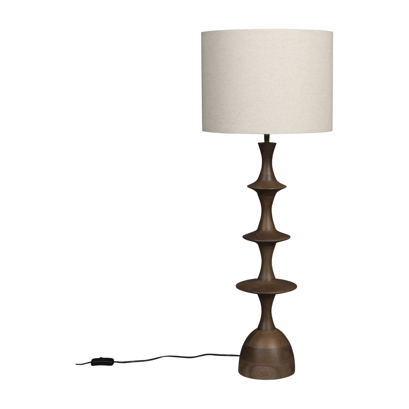 Lampada da terra in legno di mango con finitura noce Cath - Dutchbone