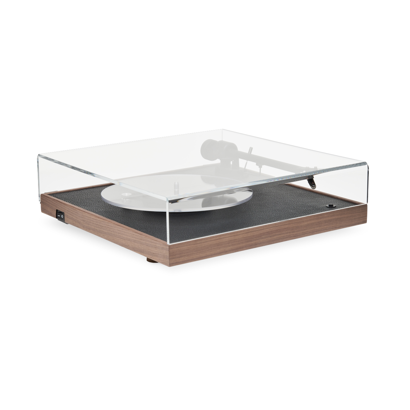 Platine vinyle 33/45tours préamplifiée finition cuir et noyer 35x10,8cm Square CC - La Boite concept