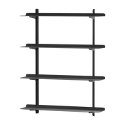 4 mensole da parete in acciaio nero 85, 6x68x17, 2 cm Linara - Metallbude
