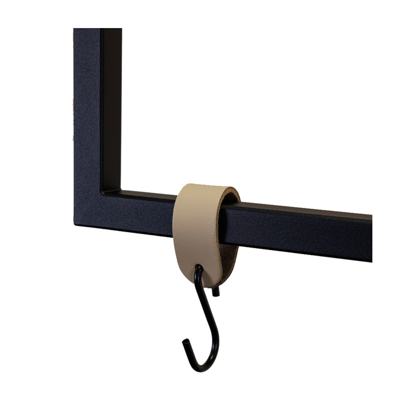 6 ganchos de cuero beige y acero negro 10x5x2, 5cm Metallbude