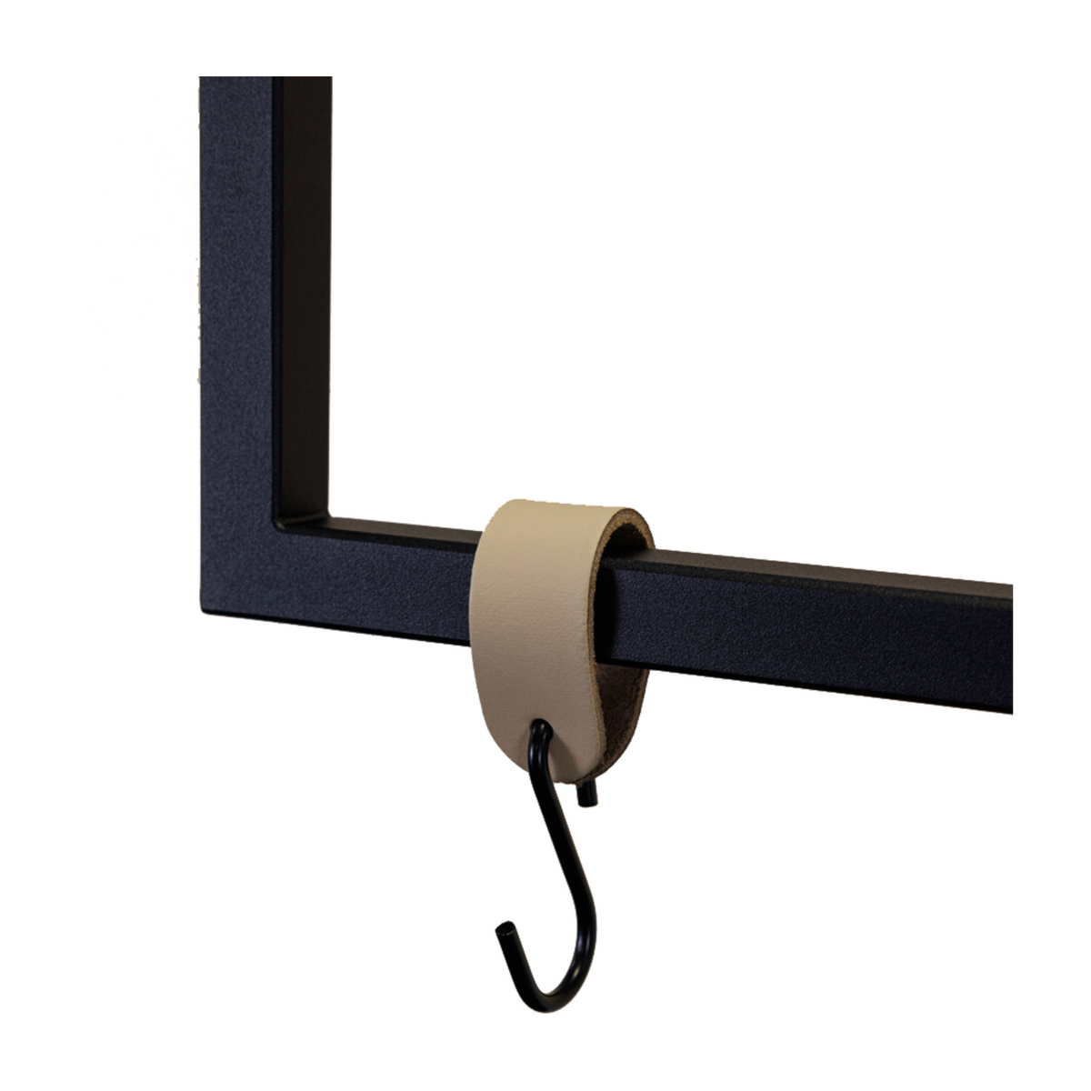3 S-Haken mit beigem Leder und schwarzem Stahl 10x5x2, 5cm -. Metallbude