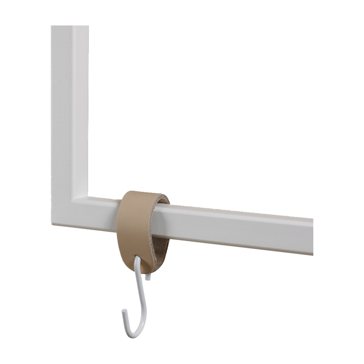 6 ganci in pelle beige e acciaio bianco 10x5x2, 5cm Metallbude