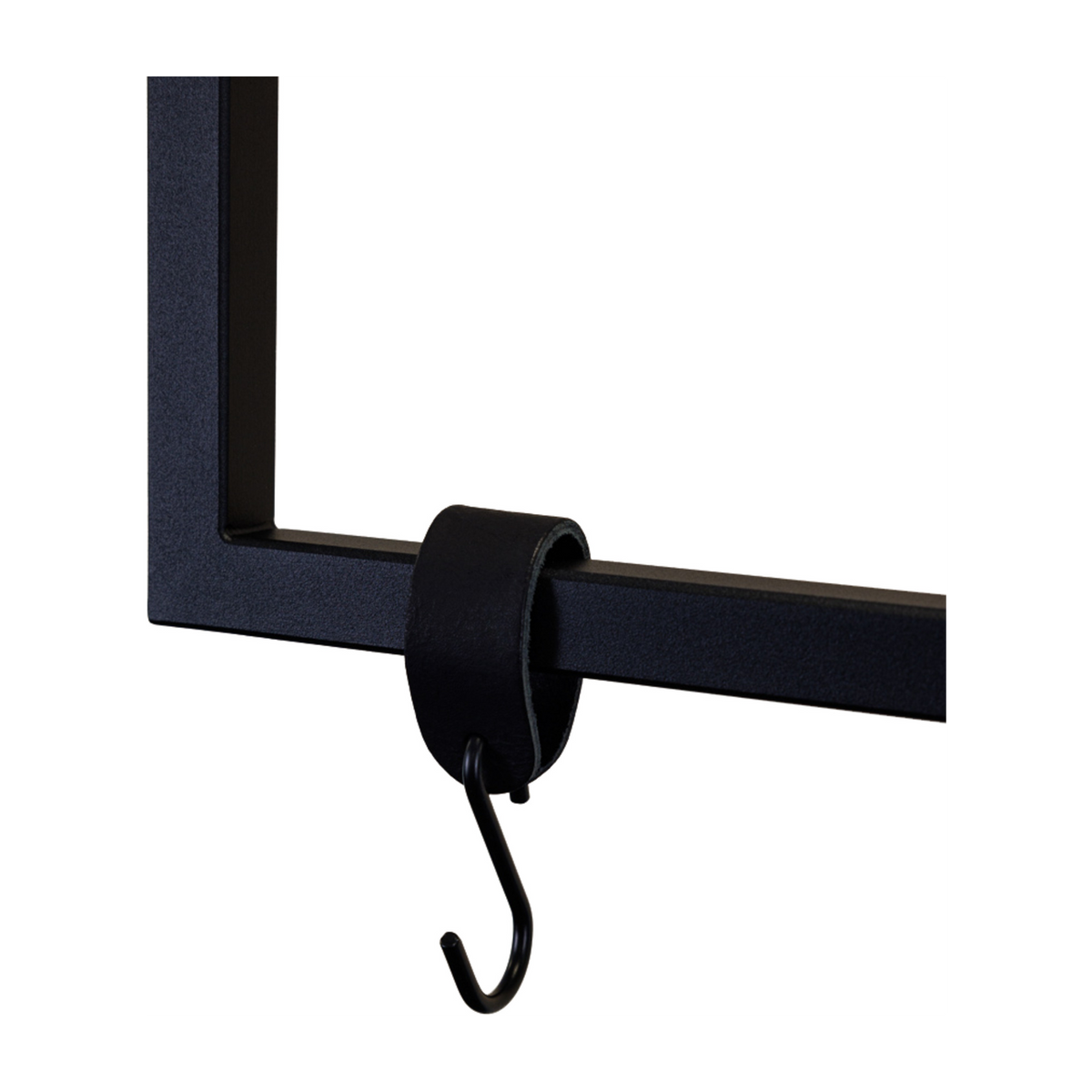3 ganchos de cuero negro y acero 10x5x2, 5cm - negro Metallbude