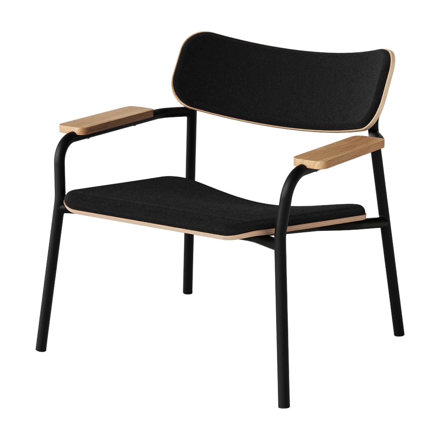 Armchair in black oak and black fabric charbon with Etude arms - TIPTOE