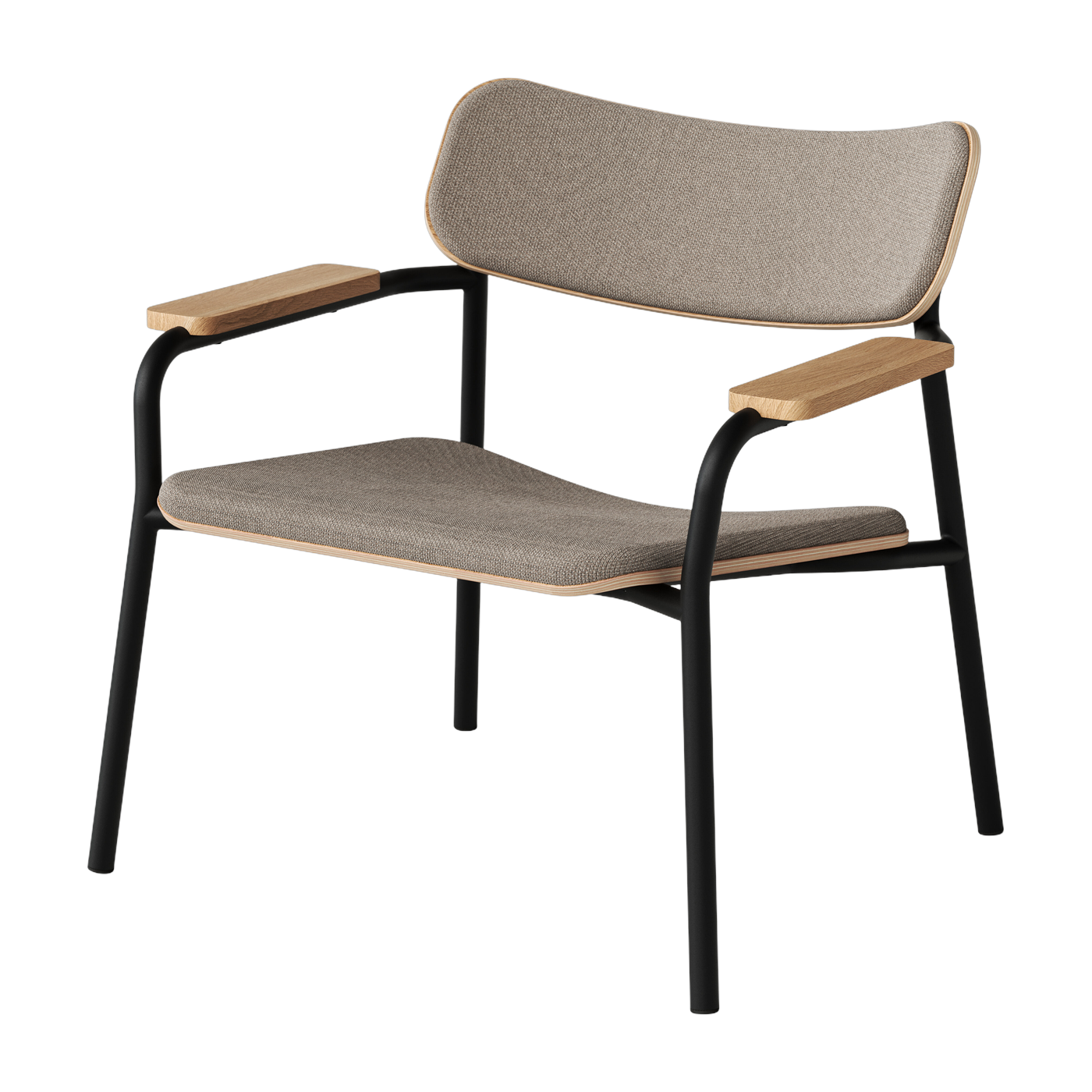 Armchair in natural oak and sandy-beige fabric with Etude arms - TIPTOE