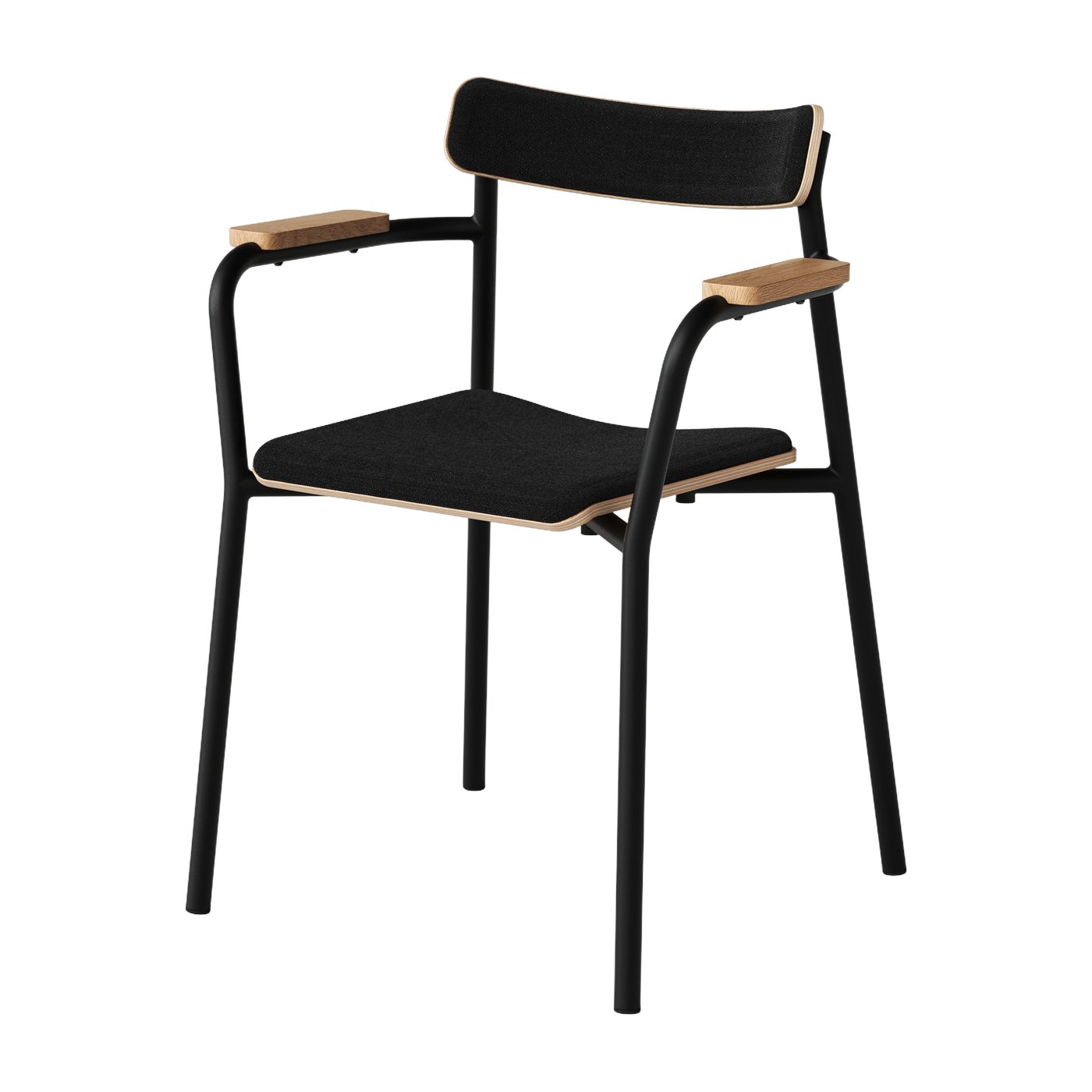 Silla con reposabrazos negro grafito y tela reciclada negra charbon Etude - TIPTOE