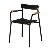Sedia con braccioli in nero grafite e tessuto riciclato nero charbon Etude - TIPTOE