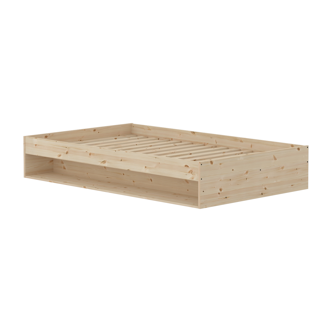Lit double avec étagère en pin solide 120x200cm Grow - Flexa