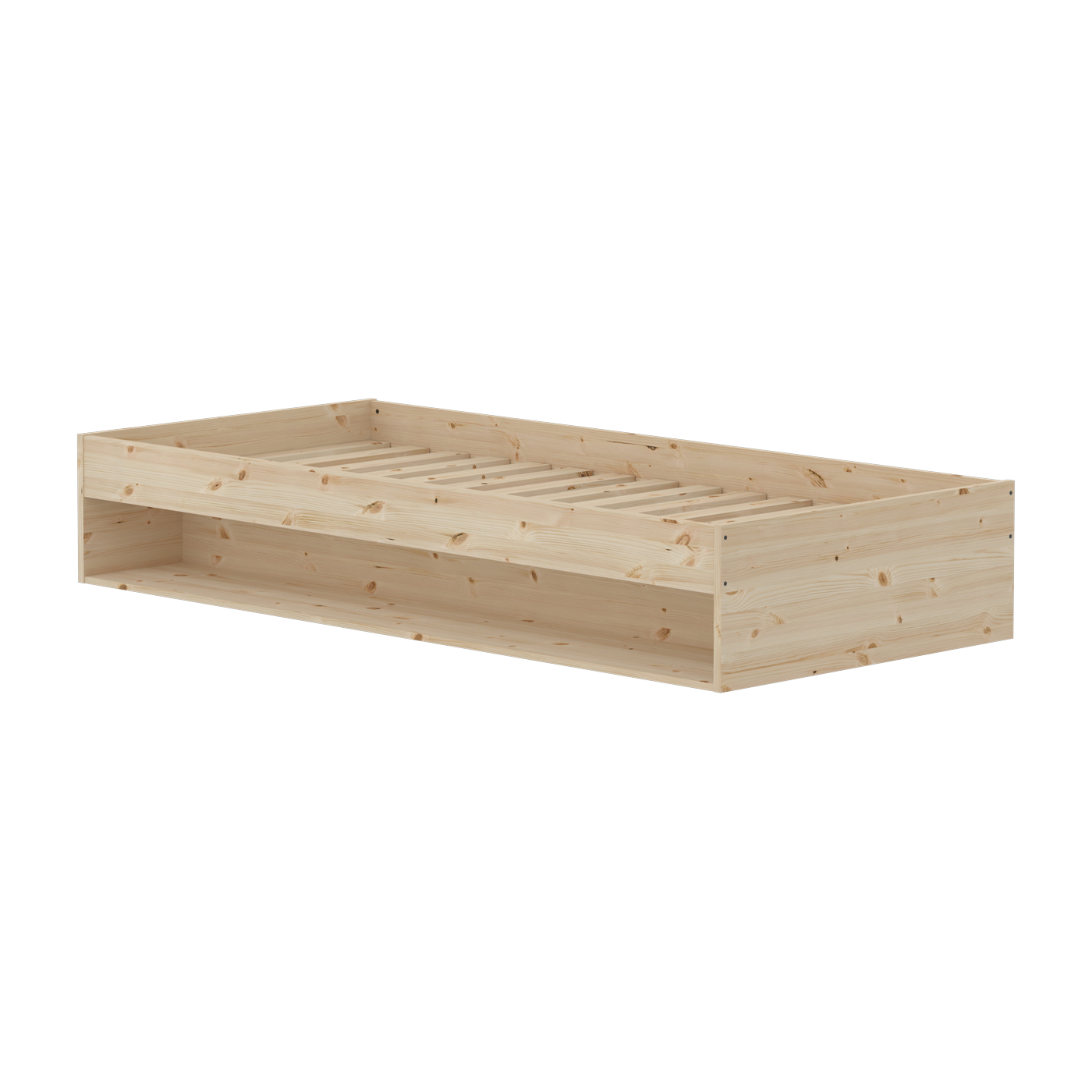 Lit simple avec étagère en pin solide 90x200cm Grow - Flexa