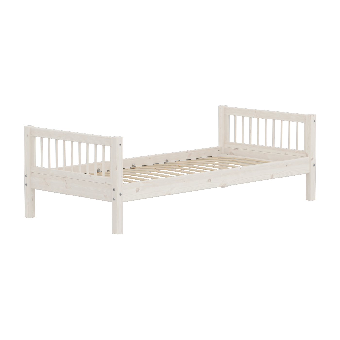 Lit simple en pin solide et contreplaqué de bouleau blanc 90x200cm Classic - Flexa