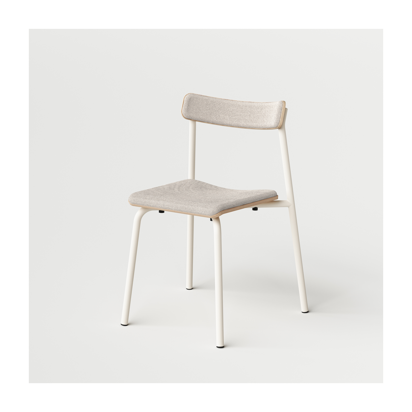 Silla de tela reciclada de color beige arena y estructura Etude de color blanco crema - TIPTOE