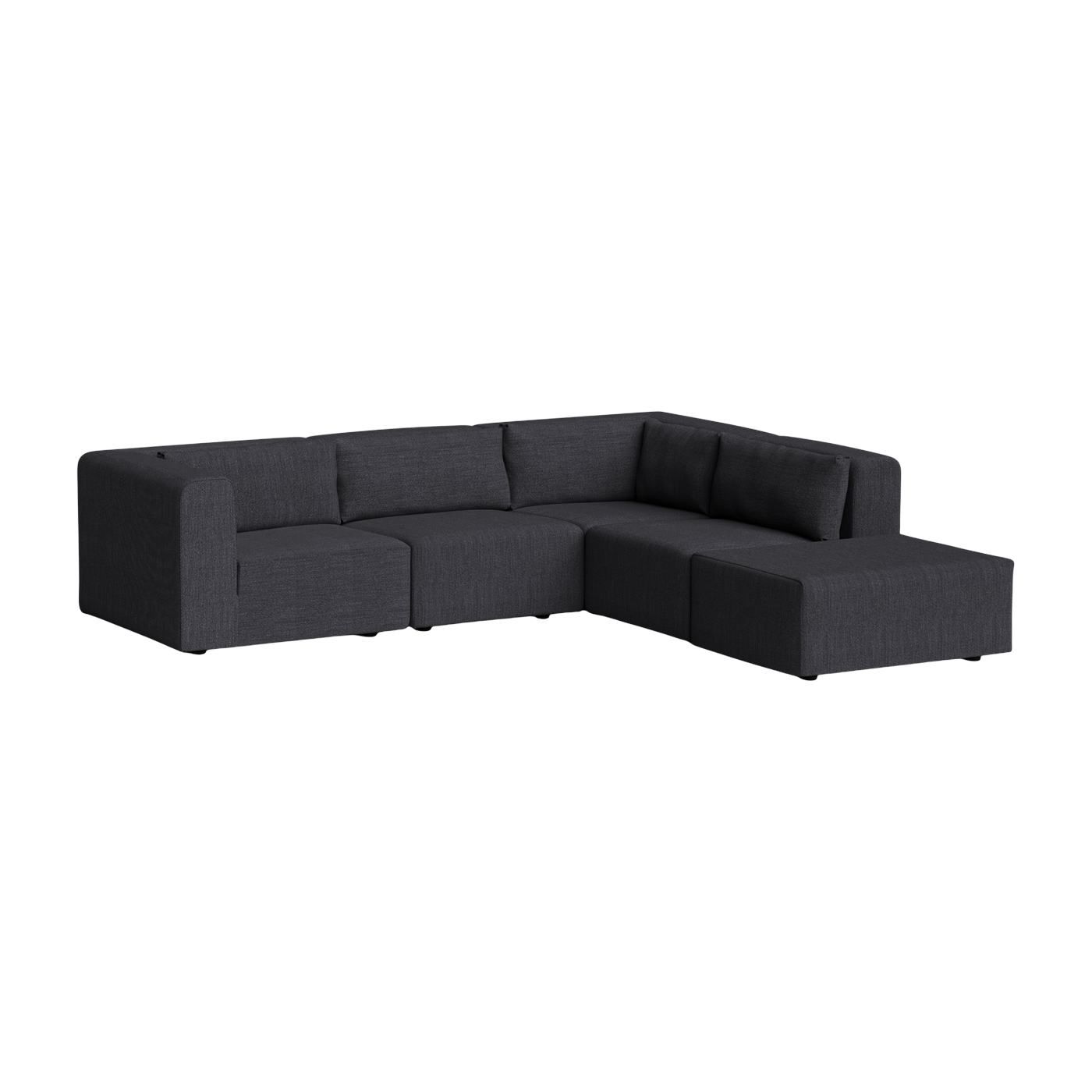 Sofa from angle 4 to 5 seater with slate grey cushions 290x265cm Bridge - TIPTOE