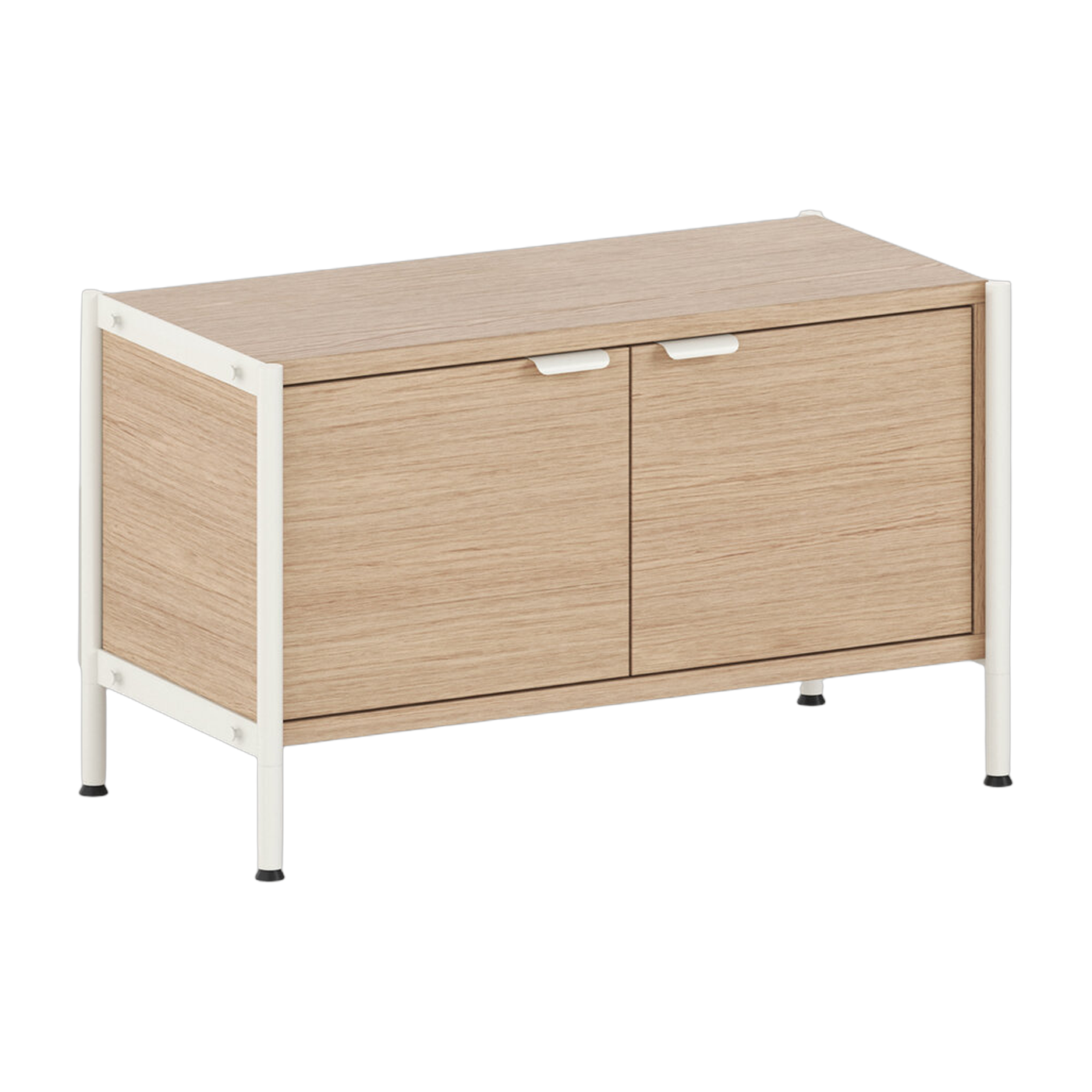 Regal mit 2 Türen aus öko-zertifiziertem Holz und Stahl cremeweiß 50x84cm Unit - TIPTOE